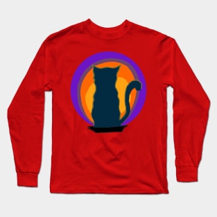 Cat Looking At Sunset Long Sleeve T-Shirt